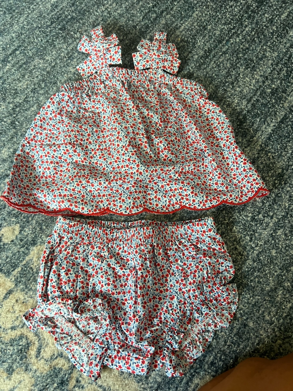 Cat & Jack White Floral Ruffle Skirt and Shorts Set - Red Accents